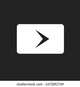 Arrow app button glyph icon. Play, previous rectangular button isolated vector silhouette illustration. Application interface navigation black and white negative space design element