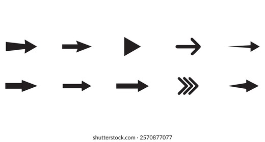 arrow app collection. arrows black sign symbol buttons clicks. cross circle set. neon black arrow icon and white background.