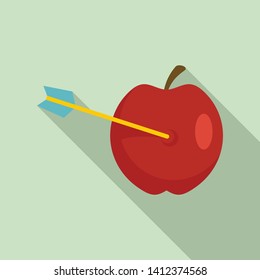 Arrow in apple icon. Flat illustration of arrow in apple vector icon for web design