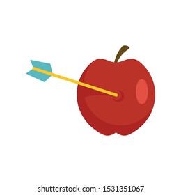 Arrow in apple icon. Flat illustration of arrow in apple vector icon for web design
