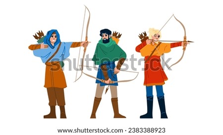 arrow archer medieval vector. y bow, traditional soldier, weapon ancient arrow archer medieval character. people flat cartoon illustration
