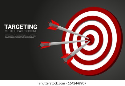 arrow archery hit on the center of target . Business Concept of marketing target and customer.Company vision mission and goal.