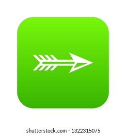 Arrow for archery icon green vector isolated on white background