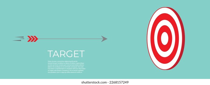 el tiro con arco de flecha se mueve directamente para llegar al centro de dartboard . Concepto de negocio de objetivo de marketing y cliente.Misión y objetivo de visión de la empresa.