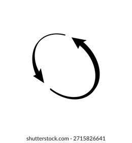 Flecha alrededor de un círculo. Las flechas semicirculares giran en círculo. Seguir Flechas semicírculo entre sí.