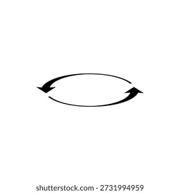 Arrow around a circle. Semicircular arrows rotate in a circle. Semi circle arrows follow each other.