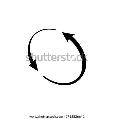 Arrow around a circle. Semicircular arrows rotate in a circle. Semi circle arrows follow each other.