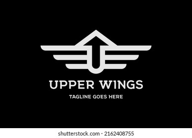 Up Arrow Arrowhead Monogram with Wings Logo Design Vector