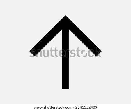 Up Arrow Arrowhead Point Pointing North Upward Above Straight Ahead Enter Entrance On Top Upload Ascend Sign Icon Shape Outline Black White Vector