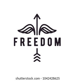 Arrow Arrowhead Wings Hipster Freedom Logo Design Vector