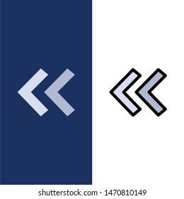 Arrow, Arrows, Back  Icons. Flat and Line Filled Icon Set Vector Blue Background. Vector Icon Template background