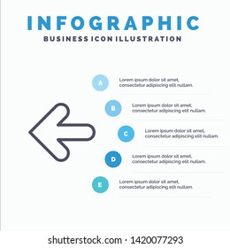 Arrow, Arrows, Back, Point Back Line icon with 5 steps presentation infographics Background