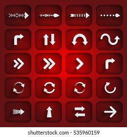 Arrow. Arrows icons. Arrows vector. Arrow set. Vector illustration of black arrow icons. red banner.
