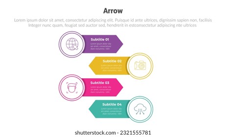 arrow or arrows stage infographics template diagram with circle arrow opposite direction and 4 point step creative design for slide presentation