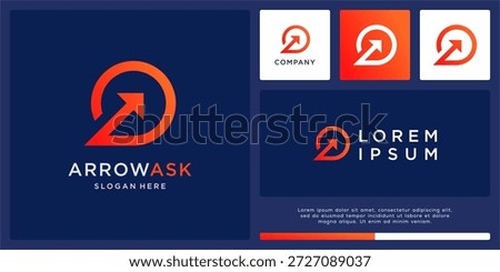 Arrow ask logo design bubble chat line art template.