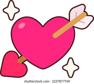 Arrow attack Heart and sparking Icon Elements Flat Sticker Black Style