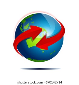 arrow and australia continent, vector logo concept