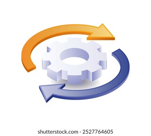 Ilustração isométrica do símbolo de gerenciamento automático da seta