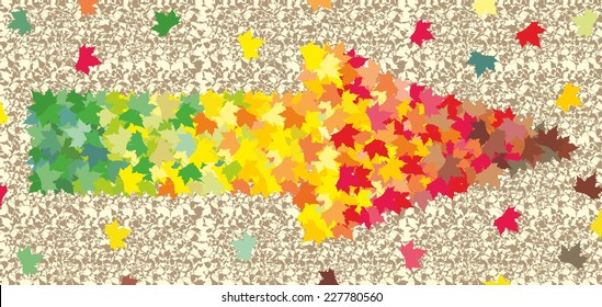 Arrow from autumn maple leaves