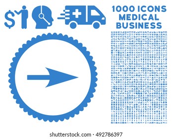 Arrow Axis X icon with 1000 medical commercial cobalt vector pictograms. Set style is flat symbols, white background.