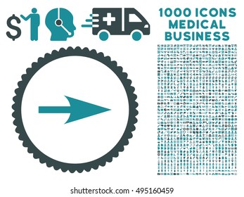 Arrow Axis X icon with 1000 medical business soft blue vector pictograms. Clipart style is flat bicolor symbols, white background.