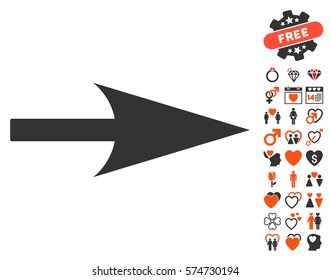 Arrow Axis X icon with bonus marriage images. Vector illustration style is flat iconic elements for web design, app user interfaces.