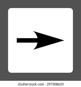 Arrow Axis X icon from Primitive Buttons OverColor Set. This rounded square flat button is drawn with black and white colors on a gray background.