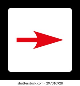 Arrow Axis X icon from Primitive Buttons OverColor Set. This rounded square flat button is drawn with red and white colors on a black background.