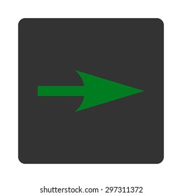 Arrow Axis X icon from Primitive Buttons OverColor Set. This rounded square flat button is drawn with green and gray colors on a white background.