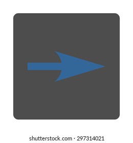 Arrow Axis X icon from Primitive Buttons OverColor Set. This rounded square flat button is drawn with cobalt and gray colors on a white background.