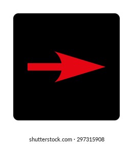 Arrow Axis X icon from Primitive Buttons OverColor Set. This rounded square flat button is drawn with intensive red and black colors on a white background.