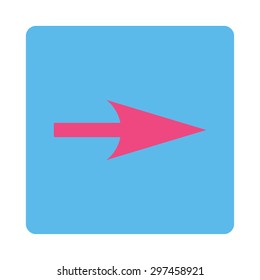 Arrow Axis X icon from Primitive Buttons OverColor Set. This rounded square flat button is drawn with pink and blue colors on a white background.