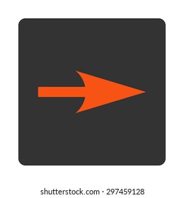 Arrow Axis X icon from Primitive Buttons OverColor Set. This rounded square flat button is drawn with orange and gray colors on a white background.