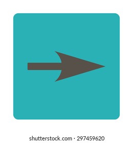 Arrow Axis X icon from Primitive Buttons OverColor Set. This rounded square flat button is drawn with grey and cyan colors on a white background.