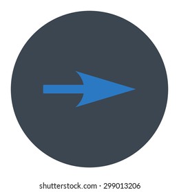 Arrow Axis X icon from Primitive Round Buttons OverColor Set. This round flat button is drawn with smooth blue colors on a white background.