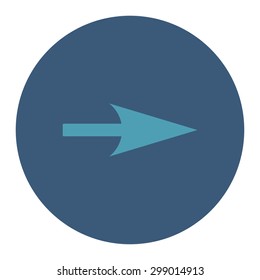 Arrow Axis X icon from Primitive Round Buttons OverColor Set. This round flat button is drawn with cyan and blue colors on a white background.