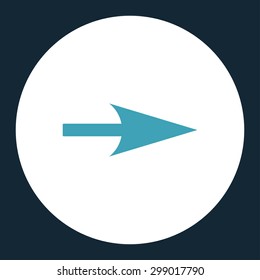 Arrow Axis X icon from Primitive Round Buttons OverColor Set. This round flat button is drawn with blue and white colors on a dark blue background.