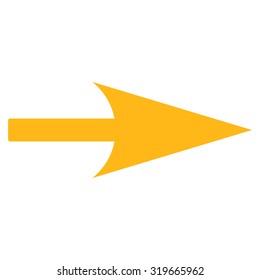 Arrow Axis X icon from Primitive Set. This isolated flat symbol is drawn with yellow color on a white background.