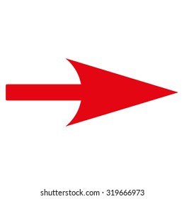 Arrow Axis X icon from Primitive Set. This isolated flat symbol is drawn with red color on a white background.