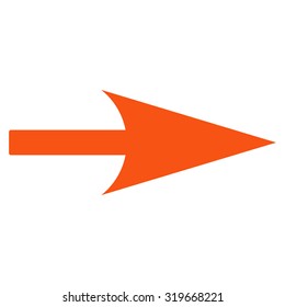 Arrow Axis X icon from Primitive Set. This isolated flat symbol is drawn with orange color on a white background.