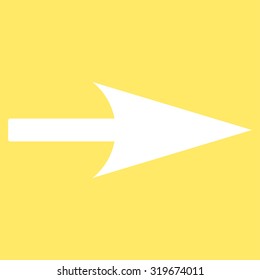 Arrow Axis X icon from Primitive Set. This isolated flat symbol is drawn with white color on a yellow background.