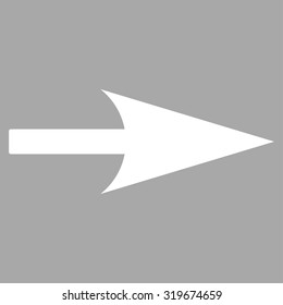 Arrow Axis X icon from Primitive Set. This isolated flat symbol is drawn with white color on a silver background.