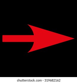 Arrow Axis X icon from Primitive Set. This isolated flat symbol is drawn with red color on a black background.