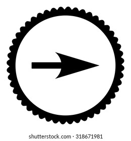 Arrow Axis X round stamp icon. This flat vector symbol is drawn with black color on a white background.