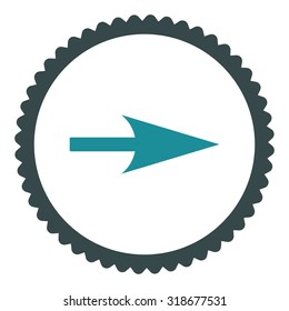 Arrow Axis X round stamp icon. This flat vector symbol is drawn with soft blue colors on a white background.