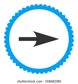 Arrow Axis X round stamp icon. This flat vector symbol is drawn with blue and gray colors on a white background.