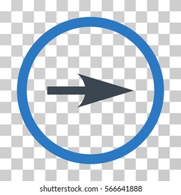 Arrow Axis X rounded icon. Vector illustration style is flat iconic bicolor symbol inside a circle, smooth blue colors, transparent background. Designed for web and software interfaces.
