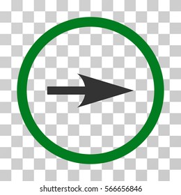 Arrow Axis X rounded icon. Vector illustration style is flat iconic bicolor symbol inside a circle, green and gray colors, transparent background. Designed for web and software interfaces.