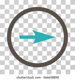 Arrow Axis X rounded icon. Vector illustration style is flat iconic bicolor symbol inside a circle, grey and cyan colors, transparent background. Designed for web and software interfaces.