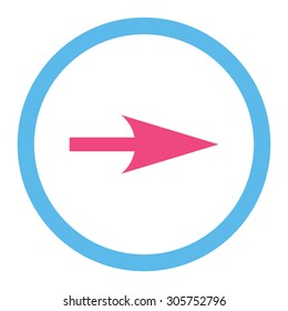 Arrow Axis X vector icon. This rounded flat symbol is drawn with pink and blue colors on a white background.